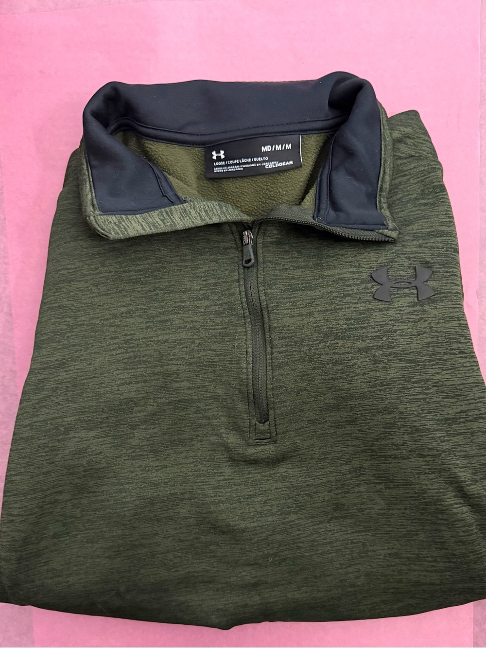 Medium Under Armour Dark Olive 3/4 Zip Performance Pullover